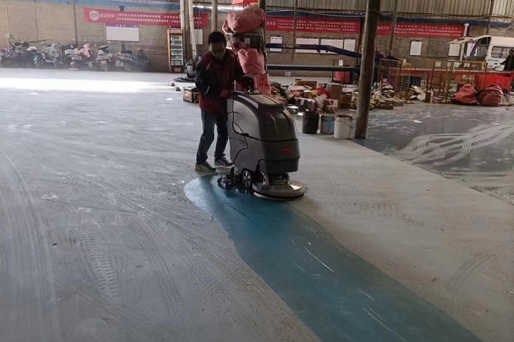 寶來(lái)潔（科滌）手推式洗地機(jī)kD510 水泥地地面清洗保潔效果